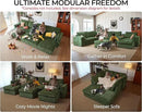 Oversized Modular Sofa Comfy Cloud Couch with Storage, Extra Deep Plush Sectional Sofa Set for Living Room, Covers Washable, Chenille, Olar (Green, 3-Seater, Basic Shape) by CozyNest Decor