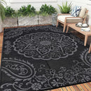 Pauwer Waterproof Outdoor Rug 6x9, Reversible Plastic Straw Patio Camping Rug, Indoor Outdoor RV Mat Carpet for Deck, Camper, Porch, Balcony, Backyard, Picnic, Boho Black Grey by GreenHaven Gardens