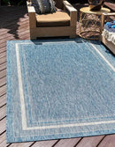 Unique Loom Outdoor Border Collection Area Rug - Soft Border (5' 3" x 7' 1" Rectangle Blue/Ivory) by GreenHaven Gardens