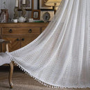 Sutuo Home White Crochet Boho Curtain 96 Inches Long, Sheer Lace Handmade Tassels Knitted Window Treatment Vintage Rustic Bohemian Farmhouse Drape for Bedroom Rod Pocket 1 Panel 59" W x 96" L by CozyNest Decor