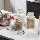 Le'raze Food Storage Containers with Airtight Lids - Retro Design - Pantry Organization, Glass Canisters Storage for Cookies, Tea, Sugar, Candy Jars, Sugar Packet, Set of 3 by CozyNest Decor