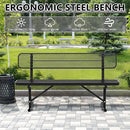 6 FT Heavy Duty Park Bench, Outdoor Metal Black Bench with Back-Commercial Steel Benches for Outside, 2-4 Person Seat-Garden Benches with Portable Frame for Outdoors by GreenHaven Gardens