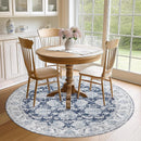 jinchan Round Rug 6ft Area Rugs Vintage Floral Distressed Design - Machine Washable Non-Slip Low-Pile Ultra-Thin Circle Rug for Entryway Bedside Living Room Dining Room Bedroom (6' Round,Dark Blue) by TinyTreasures Baby Boutique