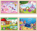 SYNARRY Large Unicorn Mermaid Princess Fairy Wooden Kids Puzzles 4 in 1 Gift Box(12.2 * 9.4 in) - FSC Certified, Wood Puzzles for Kids Ages 4-6, Toys Gifts for 3 4 5 Year Old Toddlers Girls by TinyTreasures Baby Boutique
