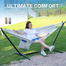 PNAEUT Double Hammocks with Stand for Outside, Portable Space Saving Heavy-Duty Steel Stand for Indoor Outdoor Patio with Carrying Bag, 450 lbs Capacity (Beige) by GreenHaven Gardens