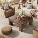 Tribesigns 39.4-Inch Square Coffee Table for Living Room, Farmhouse All MDF Accent Center Cocktail Table with Sturdy Wooden Legs, Easy Assembly, Dark Brown by CozyNest Decor