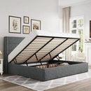 Allewie King Size Lift Up Storage Bed, Modern Wingback Headboard, Hydraulic Support, No Box Spring Needed, Dark Grey by CozyNest Decor