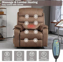 Power Lift Recliner Chair for Adults Elderly Lay Flat Velvet Recliners with Massage Heating, Extended Footrest, Wireless Charging Device, USB Ports, Cup Holder, Lumbar Pillow by CozyNest Decor