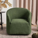 KINWELL 32" Wide Modern Boucle Swivel Barrel Chair, No Assembly Round Upholstered Swivel Accent Armchair for Living Room, Bedroom, Office (Green) by CozyNest Decor