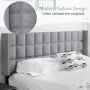 VECELO Headboard Queen Size, Linen Upholstered Headboards Only with Nailhead Trim Wingback, Square Stitched Design, Adjustable Height from 40" to 49.8", Light Grey by CozyNest Decor