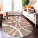 Rugshop Modern Wavy Circles Design Oval Area Rug 5' x 7' Brown by TinyTreasures Baby Boutique