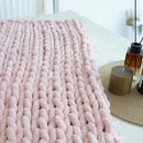 Maetoow Chenille Chunky Knit Blanket Throw （40×50 Inch）, Handmade Warm & Cozy Blanket Couch, Bed, Home Decor, Soft Breathable Fleece Banket, Christmas Thick and Giant Yarn Throws, Light Pink by CozyNest Decor