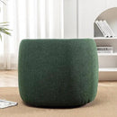KINWELL 34" Wide Boucle Swivel Barrel Chair, No Assembly Round Upholstered Armchair Accent Chair Single Sofa Chair with Toss Pillow for Living Room and Bedroom, Green by CozyNest Decor