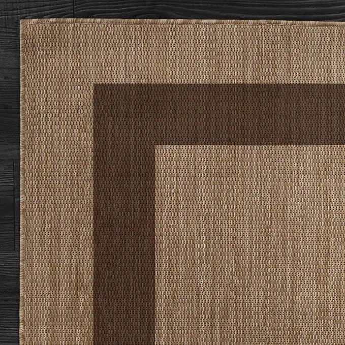CAMILSON Outdoor Rug 9x12 - Large Modern Outside Rugs for Patios Porches Waterproof Durable Washable Non-Shedding, Easy-to-Clean Indoor Outdoor Area Carpet (9 x 12, Bordered - Jute), photo 4 of 8
