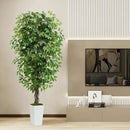 Artificial Ficus Tree 6FT Faux Plants Indoor Tall Fake Plants with White Planter, Green Lifelike Lush Fake Ficus Tree for Home Living Room Bedroom Outdoor Balcony House Office Decor by CozyNest Decor