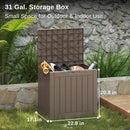EAST OAK Outdoor Storage Box, 31 Gallon Deck Box, Waterproof Resin Storage Bin for Patio Cushions, Gardening Tools, Accessories, Lockable, UV Resistant, Brown by GreenHaven Gardens