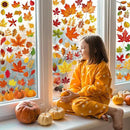 9 Sheets Fall Decorations, 274 PCS Fall Window Clings, Double Sided Autumn Stickers with Maple Leaves Pumpkin Nuts, Autumn Window Clings for Party Thanksgiving Decor Indoor Outdoor Accessories by CozyNest Decor