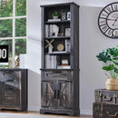 OKD 72'' Tall Bookshelf with Storage, Farmhouse 4 Tier Bookcase w/Barn Door, Adjustable Shelves and Drawers, Rustic Wooden Office Bookshelves for Home Bedroom, Living Room, Library (Dark Rustic Oak) by CozyNest Decor