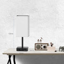 Bedside Table Lamp with Touch Control & USB C+A Charging Ports LED Desk Lamp with 2 AC Outlets, Minimalist Nightstand Light with Black Fabric Shade for Bedroom, Living Room, Office, White by CozyNest Decor