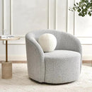 KINWELL Sherpa Swivel Barrel Chair & Round Ball Pillow Set - 34" Wide Modern Boucle Accent Chair with 9” Matching Nordic Decorative Throw Pillow for Living Room and Bedroom(Black White) by CozyNest Decor