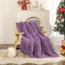 WESHIONGOO Chunky Knit Blanket Throw Knitted Throw Blankets for Couch Bed Fluffy Soft Blanket with Jumbo Chenille Yarn Thick 100% Handmade (Purple, 50"×60") by CozyNest Decor