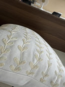 VAGMINE Embroidered Floating Leaves Throw Pillow Cover - 18x18 Inches Square - 100% Cotton Ivory Decorative Cushion Cover - Timeless Nature-Inspired Accent for Sofa, Couch & Modern Decor - Cream by CozyNest Decor