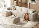 LINSY HOME Modular Sectional Sofa, 134" Boneless Couch U Shaped 4-Seat Sofa with 2 Movable Ottomans, Corduroy Sectional Cloud Couches for Living Room, No Assembly Required, Beige by CozyNest Decor