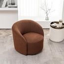 KINWELL 34" W Mid Century Modern Swivel Barrel Chair, Round Upholstered Boucle Swivel Accent Chairs, No Assembly Sofa Chair for Living Room Bedroom Reading Apartment Lounge Nursery by CozyNest Decor