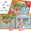 QUOKKA Magnetic Puzzles for Toddlers 4-6 - 2x48 Travel Puzzles Games for Kids Ages 3-5 - USA & World Maps Car Activities Toy for Boys and Girls - United States Learning Magnet for Road Trip by TinyTreasures Baby Boutique