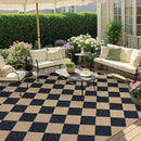 Lahome Checkered Easy Jute Outdoor Rug, Large 6x9 Rug for Living Room Checkerboard Indoor Outdoor Carpet, Farmhouse Patio Office Mat Geometric Non Slip Black Carpet for Backyard Dining Room by CozyNest Decor