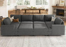 Nolany Sectional Couch with Storage Ottoman, Corduroy Sleeper Sectional Sofa with Chaise, Modular Sectional Couches for Living Room, Dark Grey by CozyNest Decor