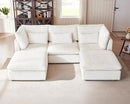 Oversized Modular Sofa, Extra Deep Cloud Corduroy Sectional Couch with Ottoman Chaise, Fluffy Corduroy 5 Seater Sofa Bed for Living Room, Villa (U Shape 5 Seater, Corduroy White) by CozyNest Decor