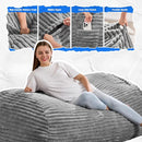 Hobestluk 4FT Bean Bag Chairs Adult Bean Bag with Portable Handle Comfy Large Bean Bag Chair with Removable Cover for Living Room Bedroom or Reading Nook (Stripe Grey, 4FT) by TinyTreasures Baby Boutique