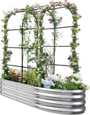 KING BIRD Raised Garden Bed with Arched Trellis Galvanized Planter Garden Box Outdoor for Gardening, Climbing Vegetables, Flowers 5.9x2.95x0.98 Ft, Silver by GreenHaven Gardens