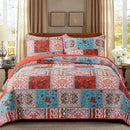 NEWLAKE Cotton Bedspread Quilt Sets-Reversible Patchwork Coverlet Set, Mediterranean Classic Bohemian Pattern,King Size by CozyNest Decor