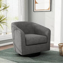 Swivel Barrel Accent Chair, Modern Round Linen Arm Chair for Living Room, Bedroom, Comfy Club Reading Chairs for Adults（Linen Fabric, Grey, Set of 1 by CozyNest Decor
