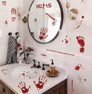 173PCS Halloween Bloody Footprints Floor Clings Plus Tattoos - Hallowmas Handprint Zombie Restroom Sign Decals Party Decorations by CozyNest Decor
