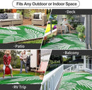 Waterproof Outdoor Rug 6x9ft, Green Leaf Reversible Plastic Straw Mat for Patio RV Deck Porch Backyard Balcony Camping Picnic Beach Indoor Outdoor Carpet, Green&White by CozyNest Decor