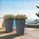 28" Large Tall Square Planters for Outdoor Plants, Set of 2 V-Shaped Planter Box with Black Terrazzo Look, Durable and Weather Resistant, Ideal or Garden, Patio, Porch or Home use. by CozyNest Decor
