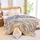 Boho Blanket Throw Quilt, 100% Cotton Soft Light Weight Throw Blankets for Summer, 50"x60" Farmhouse Flower Decorative Blankets, All Season Rustic Reversible Bohemian Throw Quilt by CozyNest Decor