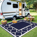 GENIMO Outdoor Rug Waterproof for Patio Decor, 5'x8' Reversible Plastic Straw Rug Carpet, Camping Mats for Outdoor, RV, Backyard, Deck, Balcony, Picnic, Blue & White by CozyNest Decor
