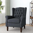Lumibee High Back Accent Chair,Upholstered Wingback Armchair with Solid Wood Legs for Small Spaces,Comfy Single Sofa Chair for Living Room,Bedroom,Office-Black Blue by CozyNest Decor