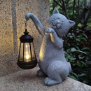 Cat Solar Garden Statues,Resin Cat Figurine Decorations with Solar Lights Lantern, Outdoor，Statue Decor Art for Lawn,Yard,Unique Housewarming Gift for Garden Home by GreenHaven Gardens