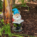 Alpine Corporation 14" Tall Outdoor Garden Gnome Reading a Book Yard Statue Decoration by GreenHaven Gardens