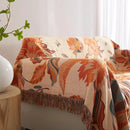 Boho Throw Blanket for Bed 80”x90”, 100% Cotton Woven Blanket for Couch Sofa, Ultra Soft 4-Layer Muslin Quilt with Floral Printed, Farmhouse Bed Blanket/Cover for Living Room Decor by CozyNest Decor