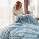 Bedsure GentleSoft Fluffy Light Blue Blankets Queen Size for Bed, Thick Sherpa Faux Fur Fleece Fuzzy Plush Winter Warm Soft Full Queen Blankets, Bedroom Decor Blue Cozy Gifts for Women Men, 90x90 by CozyNest Decor