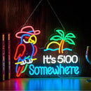 Parrot Its 5 00 O'clock Some Where Neon Sign for Wall Decor USB Powered Five Oclock Dimmable Bar Beer LED Light Man Cave by CozyNest Decor