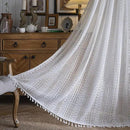 Sutuo Home White Boho Curtains Crochet Lace Semi-Sheer Bohemian Hollow Knitted Handmade Tassels, Rod Pocket Window Treatment Vintage Rustic Farmhouse Drapes for Glass Slide Door, 1 Panel 59" W x 90" L by CozyNest Decor