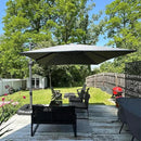 PURPLE LEAF 8 Feet Square Cantilever Umbrella Patio Umbrella with Base Outdoor Umbrella Aluminum Offset with 360-degree Rotation for Garden Deck Pool Patio Light Grey by GreenHaven Gardens