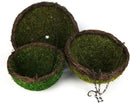 SuperMoss (29319 MossWeave Hanging Basket | Outdoor Hanging Planter with Moss | Decorative Plant Hanger for Porch, Balcony, Garden & Home Décor, Round with Wicker Rim, Set of 3 (S/M/L), Green by GreenHaven Gardens